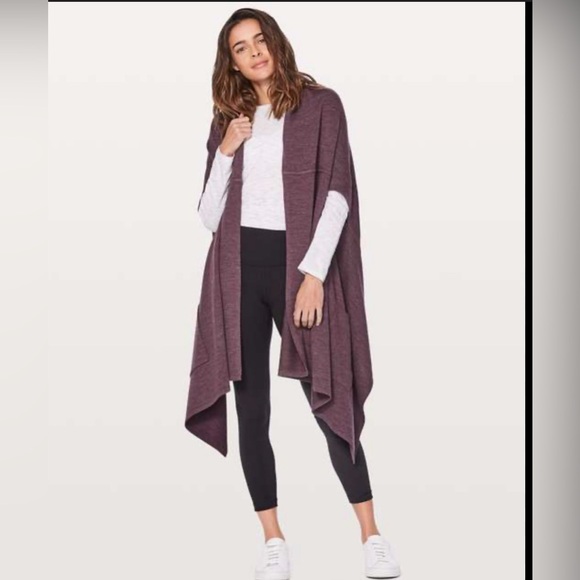 lululemon athletica Sweaters - Lululemon Live Freely Merino Wool Wrap Deep Purple O/S